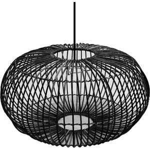 Groenovatie Rotan / Rieten Hanglamp - Handgemaakt - Zwart - ⌀40 cm