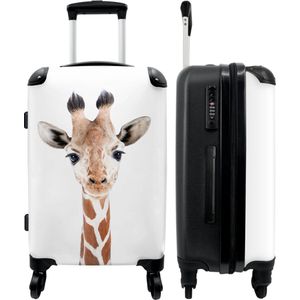 NoBoringSuitcases.com - Grote koffer - Giraffe - Dieren - Natuur - Portret - Reiskoffer met 4 wielen - Trolley op wieltjes - Rolkoffer groot - 90 liter - Ruimbagage valies 20kg - Valiezen voor volwassenen