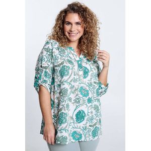 Paprika Opengewerkte blouse met print van Indiase bloemen