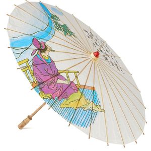 Houten Japanse decoratie paraplu 85 cm diameter - Home deco of Oosterse sfeer versiering