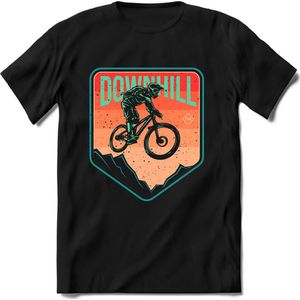 Downhill | TSK Studio Mountainbike kleding Sport T-Shirt | Roze - Lime | Heren / Dames | Perfect MTB Verjaardag Cadeau Shirt Maat L