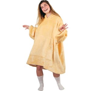Deekie Hoodie Deken - Snuggie Snuggle Cuddle Hoodie - Tv Fleece Deken Met Mouwen - Oversized Hoodie Blanket - Voor Kids, Dames & Mannen - Beige