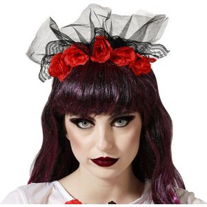 Halloween/horror verkleed diadeem/tiara/bloemenkrans - zombie/heks/lady - kunststof - dames/meisjes