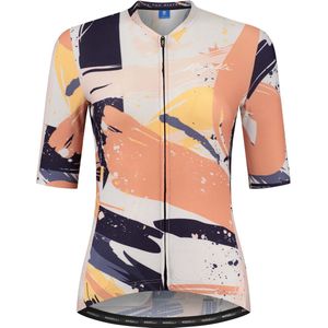 Rogelli Flair Fietsshirt - Korte Mouwen - Dames - Zand, Blauw, Koraal - Maat XL