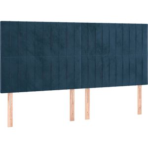 VidaXL Hoofdborden - Set van 4 - 100x5x78/88 cm - Fluweel Donkerblauw