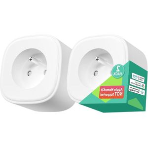 Intelligent WiFi stopcontact type E compatibel met Alexa en Google Home - programmeerbaar Frans stopcontact met afstandsbediening en spraakbesturing - tijdfunctie - 2 stuks