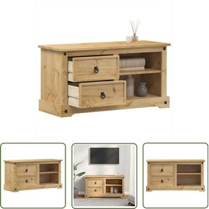 The Living Store Tv-meubel Corona 100x40x52 cm massief grenenhout - Tv-meubel - Salontafel - Grenoble Hout - Vintage Tv-kast - Rustic Tv-stand