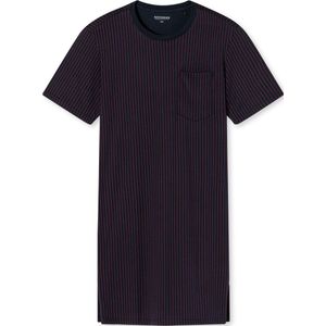 SCHIESSER Comfort Fit nachthemd - heren nachthemd korte mouwen gestreept borstzakje donkerblauw - Maat: 5XL