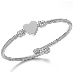 Malinsi Armband Dames Unique Hart - Compleet RVS - Zilver - Armbandjes Verstelbaar - Armbandje Vrouw