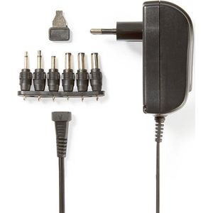 Universele AC-Stroomadapter - 18 W - 3 - 12 V DC - 1.80 m - 2.1 A - 6 plug(s) - Zwart