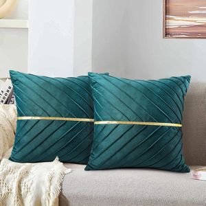 Kussenhoes 45 x 45 cm, groen, fluweel, sierkussen, zacht bankkussen, sierkussensloop, verborgen ritssluiting, voor bank, auto, woonkamer, slaapkamer, thuis, decoratie, set van 2