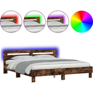 vidaXL-Bedframe-met-hoofdeinde-en-LED-gerookt-eikenkleurig-160x200-cm