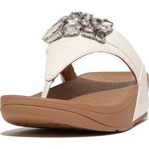 FitFlop Lulu Jewel-Deluxe Leather Toe-Post Sandals WIT - Maat 40