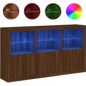 vidaXL Dressoir met LED-verlichting 181,5x37x100 cm bruin eikenkleur
