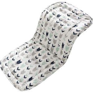 Babyzitje voor kinderwagen, 32 x 78 cm babyzitje van 100% katoen, zacht en omkeerbaar autostoeltje, kinderwagenkussen voor babyzitje, buggy, groene pijl