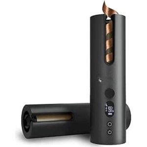 Automatische Krultang - Draadloos - Oplaadbaar - 5 Temperatuurinstellingen en Timer - Warmte-Isolatie - LCD-Display - Geschikt voor Kort en Lang Kapsel - Grijs