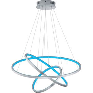 LED Hanglamp WiZ - Smart LED - Hangverlichting - Trion Noraan - 80W - Aanpasbare Kleur - RGBW - Afstandsbediening - Dimbaar - Rond - Mat Nikkel - Aluminium