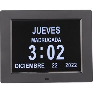 Digitale Dementieklok voor Senioren met Meertalige Weergave en Medicatieherinneringen - 8 Inch Groot Display