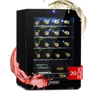Klarstein Shiraz 20 Uno Wijnkoelkast - 53 Liter - 20 Flessen - Touch bediening - 5-18°C - Zwart