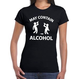 May contain alcohol drank fun t-shirt zwart voor dames - drank drink shirt kleding XXL