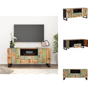 vidaXL TV-meubel Industrieel - 105x33.5x46 cm - Massief gerecycled hout - bewerkt hout en ijzer - Kast