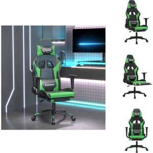 vidaXL Gamingstoel - Gamingstoelen - Televisiestoel - Racingstoel - Massage gamestoel met voetensteun kunstleer zwart en groen