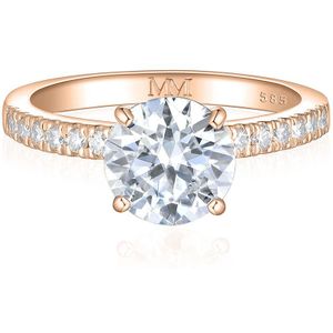 Finesse - 18k Roségouden Moissanite Verlovingsring met Zijstenen - 7 karaat