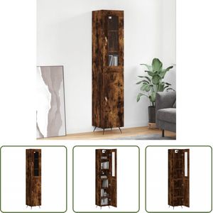 The Living Store Hoge Kast - Gerookt Eiken - 180 cm - Opbergkast met Deuren