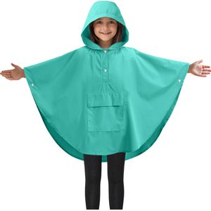 JEMIDI unisex regenjas kind van 6 tot 10 jaar - Van kleur veranderende regenponcho kind - Fietsponcho met draagtas - Waterdicht en ademend - Groen
