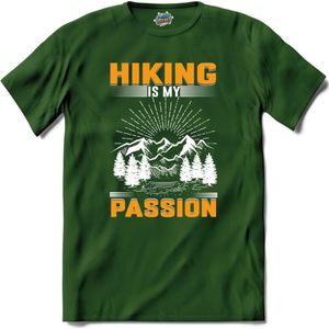 Hiking Is My Passion | Wandelen - Hiking - Lopen - T-Shirt - Unisex - Bottle Groen - Maat 4XL