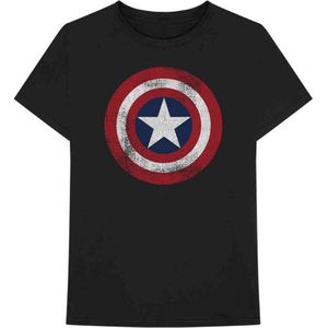 Marvel Captain America - Distressed Shield Heren T-shirt - M - Zwart