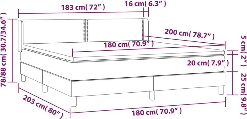 vidaXL - Boxspring - met - matras - kunstleer - cappuccinokleurig - 180x200 - cm
