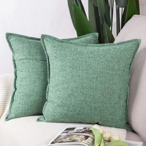 JGS ® Set van 2 Luxe Vierkante Groene Kussenhoezen voor Slaapkamer en Woonkamer, 65 x 65 cm