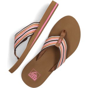 Reef Spring Woven Smoothie Stripe Dames Slippers - Cognac/Roze - Maat 40