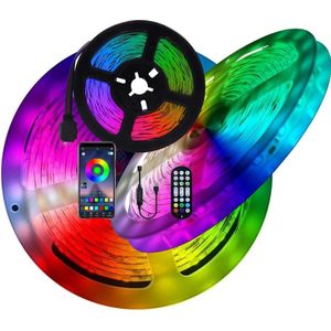 Lichtstrip - Ledstrip - 15 meter - RGB - USB - Bluetooth - Flexibel - Zelfklevend - Voor binnen - Plak achter je TV - Plak rond je Kozijn - Plak rond je spiegel - Plak waar jij het wilt - Geniet van de kleuren met Afstandsbediening en App