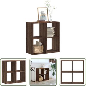 The Living Store Boekenkast 68,5x32x68,5 cm bewerkt hout bruin eikenkleur - Boekenkast - Houten Boekenkast - Bruine Boekenkast - Vintage Boekenkast - Opbergkast