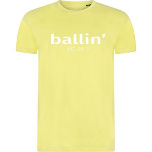 Heren Tee SS met Ballin Est. 2013 Regular Fit Shirt Print - Geel - Maat M