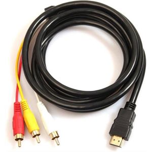 *** 1.5 meter HDMI naar Tulp Kabel / HDMI naar 3 RCA Kabel / 1080P Full HD Video / Audio - van Heble® ***