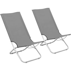 vidaXL - Strandstoelen - 2 - st - inklapbaar - stof - grijs