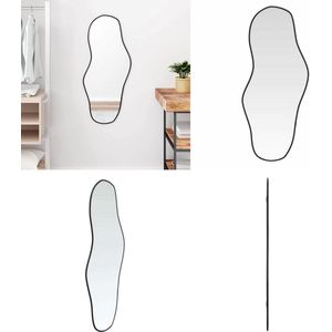 vidaXL Wandspiegel 90x40 cm zwart - Spiegel - Spiegels - Wandspiegel - Muurspiegel