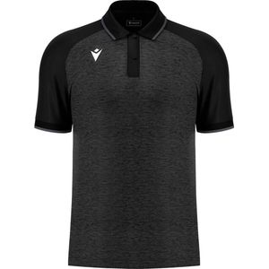 Macron Glory Aulos Polo Heren - Zwart / Antraciet | Maat: XXL