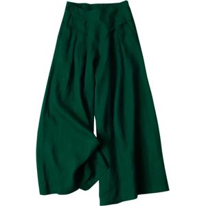Livano Linnen Broek Dames - Zomerbroek - Volwassenen - Lange Broek - Pantalon - Strandbroek - Zomer - Ibiza Stijl - Groen - Maat XS