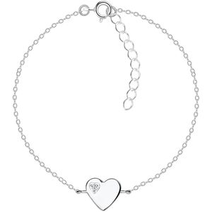 Joy|S - Zilveren hartje armband - 15 cm + 3 cm - zirkonia - tiener / kinderarmband