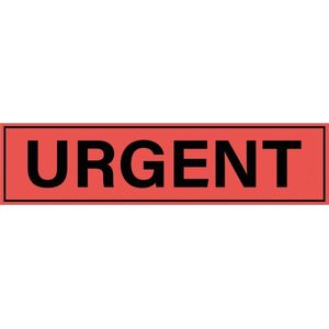 Urgent sticker op rol, oranje zwart 200 x 50 mm