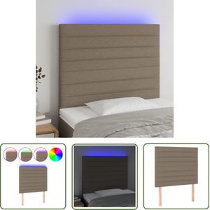 The Living Store Hoofdbord LED 100x5x118/128 cm stof taupe - Hoofd Bord - Led Hoofdbord - Bedhoofdbord - Slaapkamersdecoratie - Taupecouture