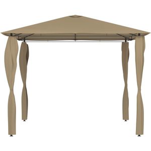 vidaXL Prieel met paalhoezen 160 g/m² 3x3x2,6 m taupe - Prieel - Priëlen - Prieëlen - Tuinprieel
