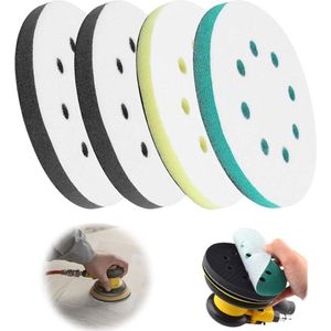 Zachte spons interface pad schuurpad 4 stuks zacht schuuropzetstuk 125 mm 8 gaten voor Sander vervangingskussen pad zacht sponskussen slagvast geluidsreductie