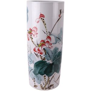 Fine Asianliving Keramische Parapluhouder Vaas Pruimenbloesems Handbeschilderd D24xH57cm