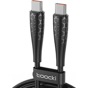 Toocki Oplaadkabel 'Super Fast Charging' - USB-C naar USB-C - 240W 6A Snellader - Power Delivery 3.1 - 1 Meter - voor MacBook/iPad, Samsung Galaxy/Note, OnePlus, Xiaomi, Google Pixel, OPPO - Tot 30 Keer Sneller - TPE-Rubber - Android Auto - ZWART