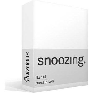Snoozing - Flanel - Hoeslaken - Lits-jumeaux - 180x200 cm - Wit